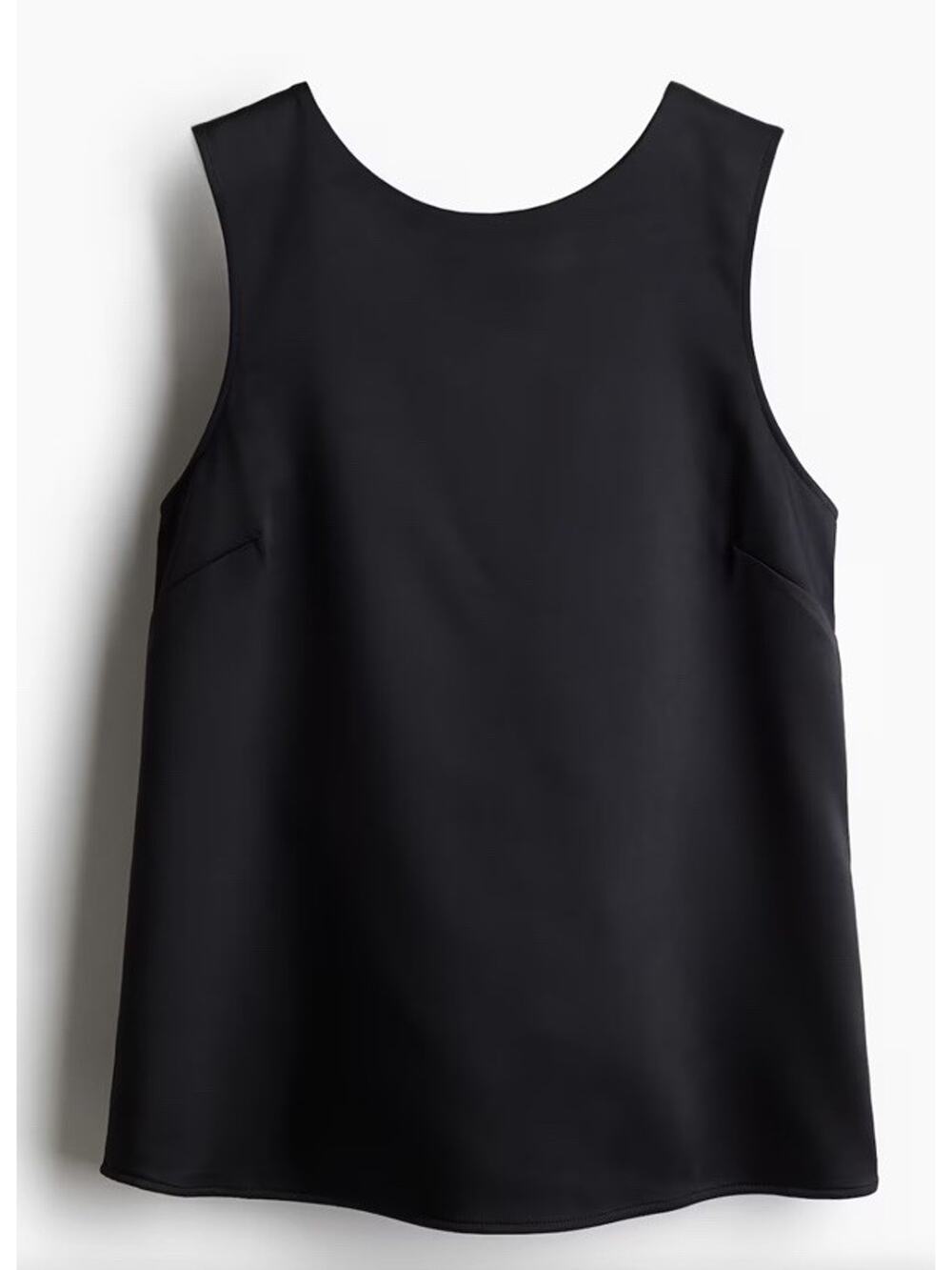 H&M Satin Black Sleeveless Top Back Bow Black Tie Formal Minimalist Chic XL NEW